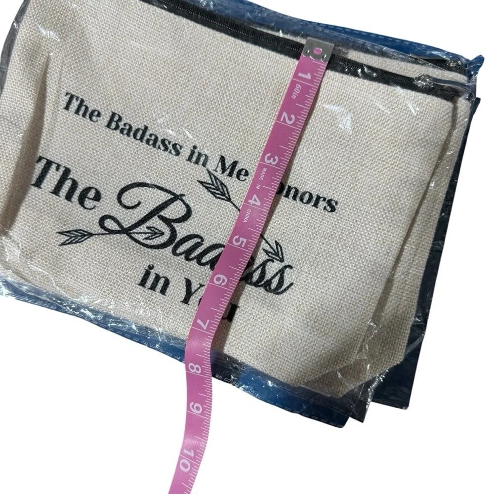 Inspirational Zipper Pouch - White with Black Text 10” x 7” - Picture 3 of 3